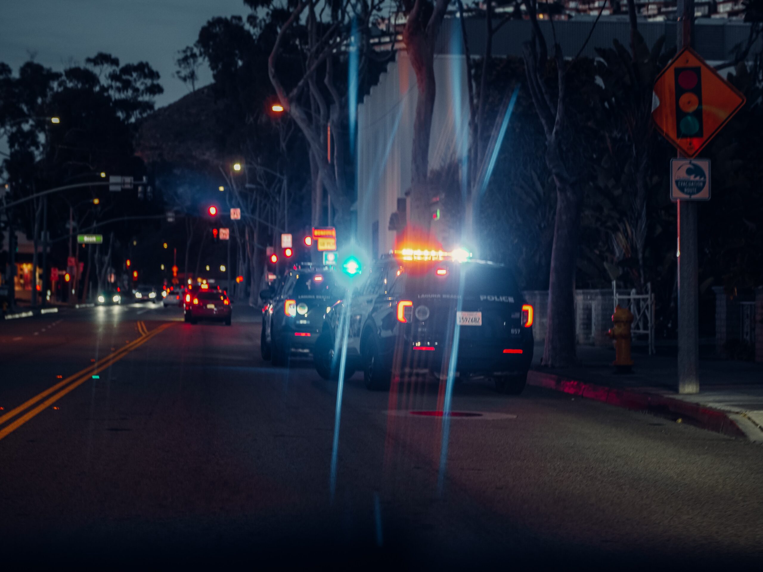 police traffic stop at night