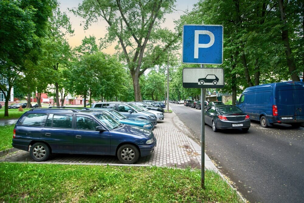 Parking sign in the road